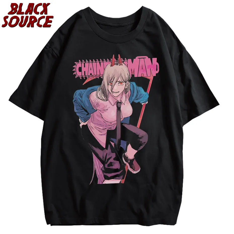 Chainsaw Man Power T-Shirt Men Round Neck