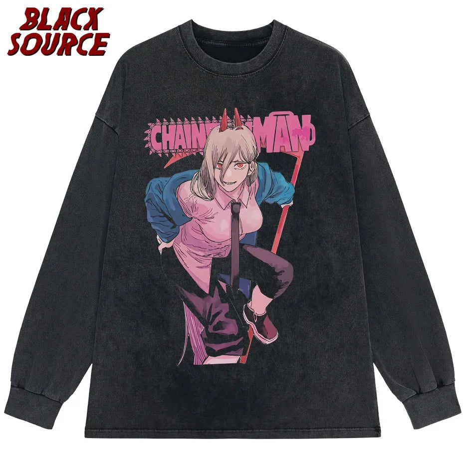 Chainsaw Man Power T-Shirt Men Round Neck