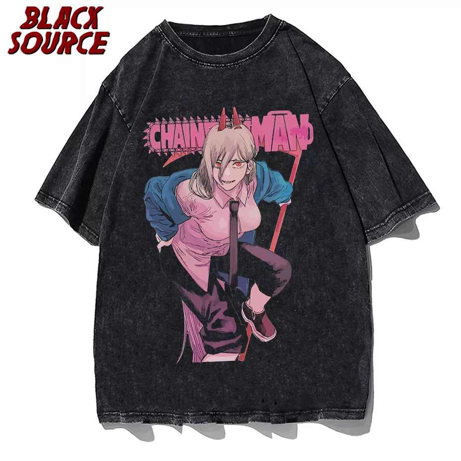 Chainsaw Man Power T-Shirt Men Round Neck