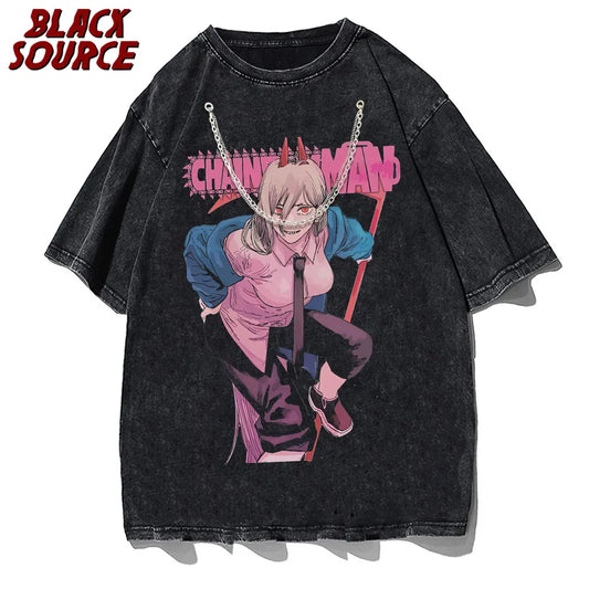 Chainsaw Man Power T-Shirt Men Round Neck